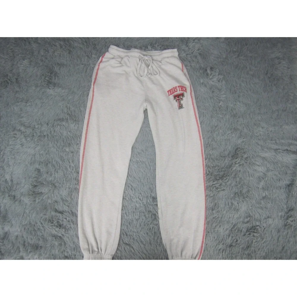 Texas Tech Sweatpants Adult Small Gray Pull On Soft Cotton w/Pockets Red Raiders